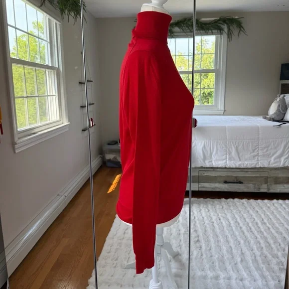 J Crew Red 100% Merino Wool Turtleneck Sweater Medium - Picture 3 of 7